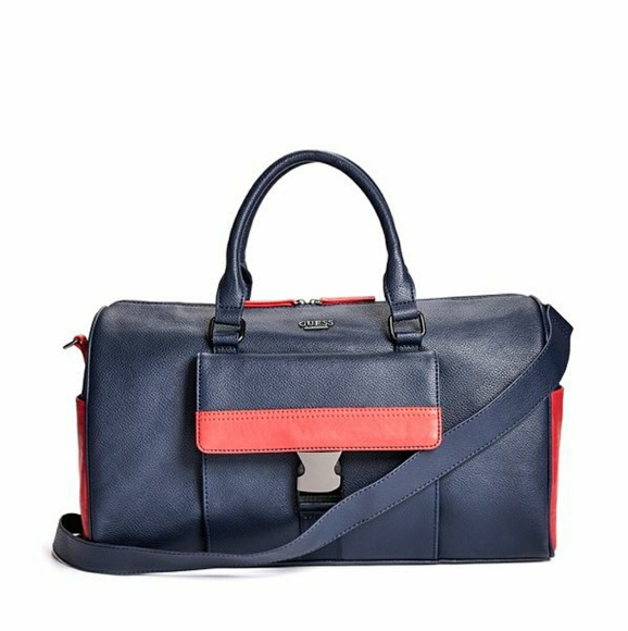 guess leather duffle bag